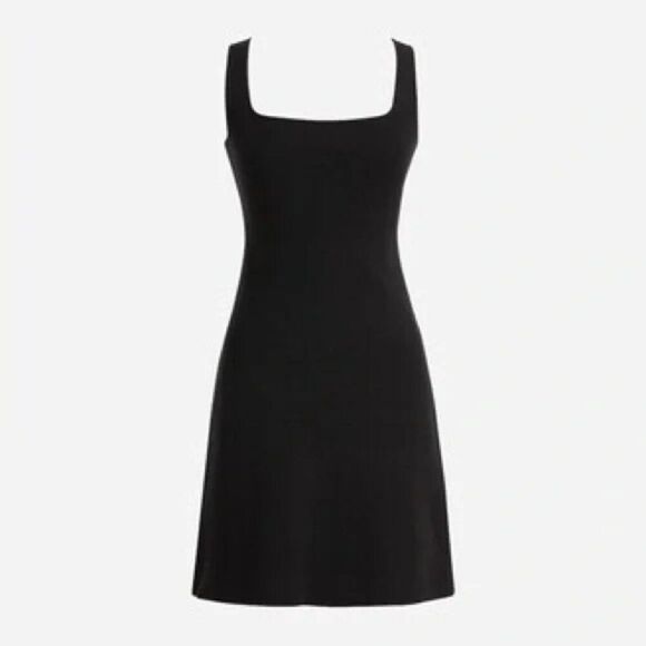 NWT J. Crew Black Square Neck Sleeveless Knit Sweater Dress BR343 Retail $128 - Picture 2 of 10